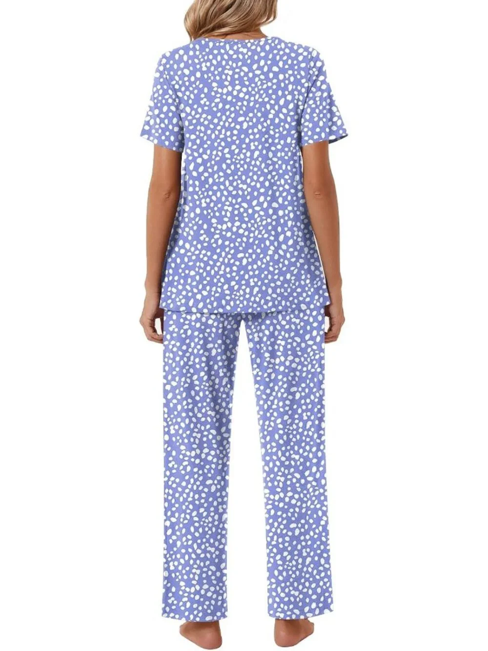 Women's Blue Flowers Loungewear 2 Piece Pajama Sets Sleepwear with Pockets